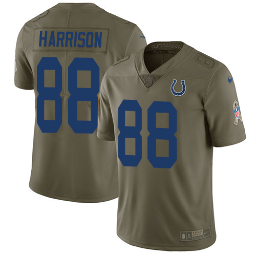 Nike Colts #88 Marvin Harrison Olive Men's Stitched NFL Limited Salute to Service Jersey